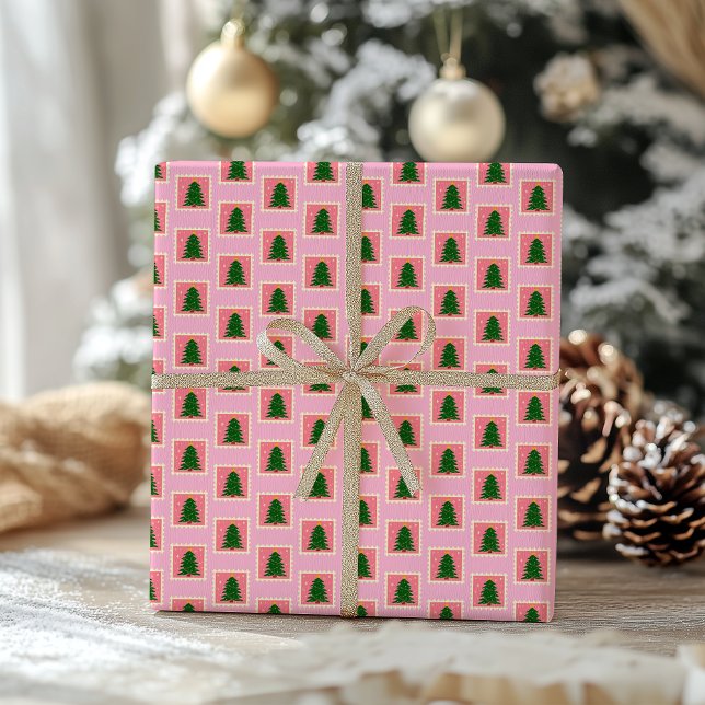 Modern Green and Pink Christmas Wrapping Paper Geschenkpapier (Von Creator hochgeladen)
