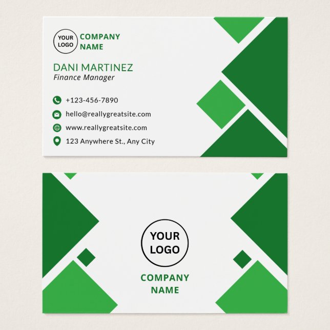 Modern Green and White Modern Business Card (Vorne & Hinten)