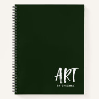 Modern Green Artist Sketchbook with Name Notebook