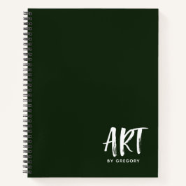 Modern Green Artist Sketchbook with Name Notebook Notizbuch