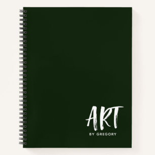 Modern Green Artist Sketchbook with Name Notebook Notizbuch