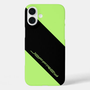 Modern Green & Black One Strip, Minimalistisch, Na iPhone 16 Plus Hülle