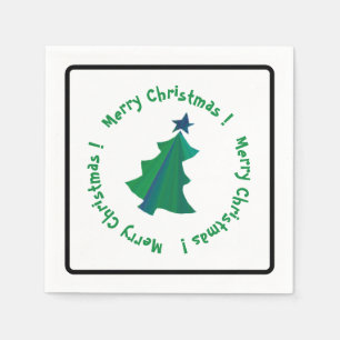 Modern Green Blue Christmas Tree Serviette