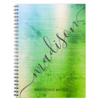 Modern Green Blue Shadow Metal Monogram Script
