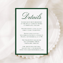 Modern Green Border Wedding Details Begleitkarte