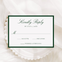 Modern Green Border Wedding RSVP Karte