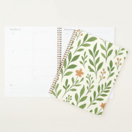 Modern Green Botanical Leaf Pattern Floral Planer