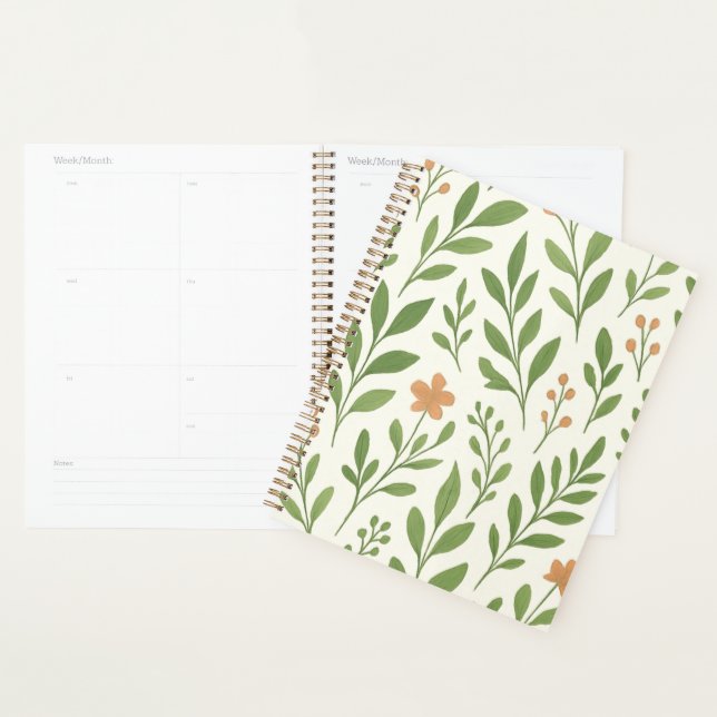 Modern Green Botanical Leaf Pattern Floral Planer (Anzeige)