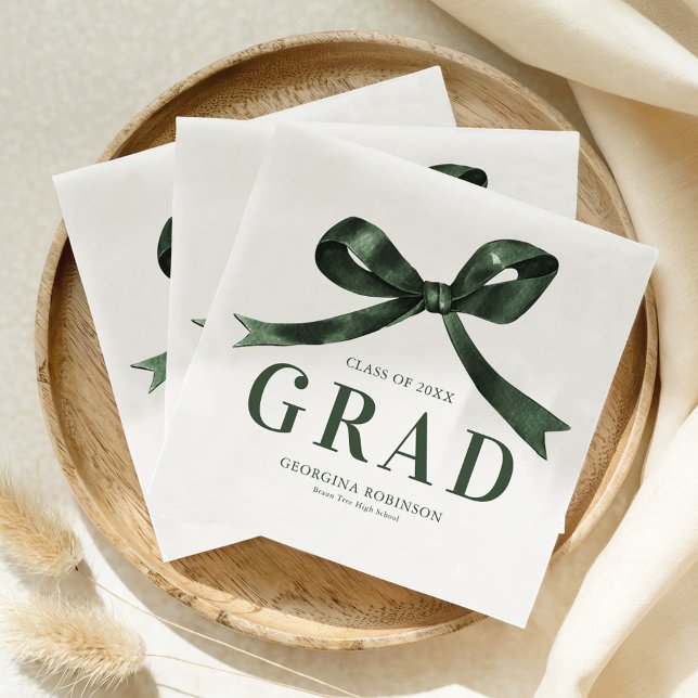 Modern Green Bow Graduation Party Serviette (Von Creator hochgeladen)