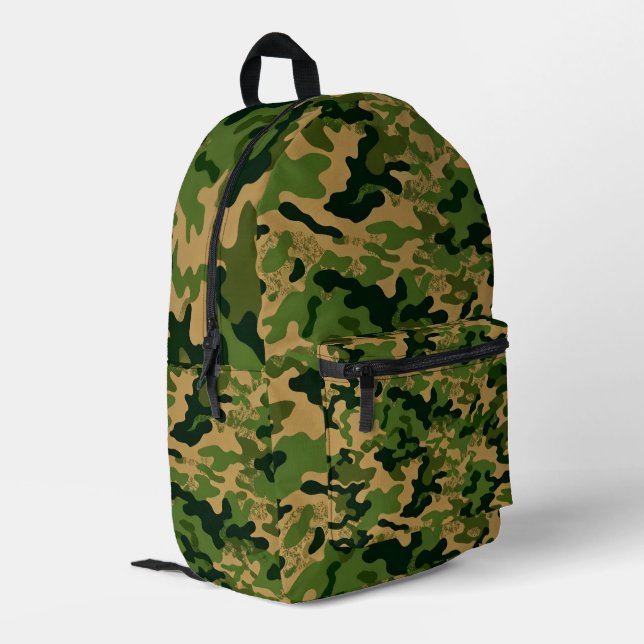 Modern Green Camouflage Backpack – Premium Army Bedruckter Rucksack (Rückseitige Ecke links)