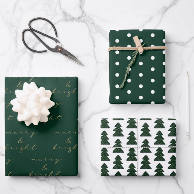 Modern Green Christmas Geschenkpapier (Vorderseite)
