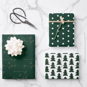 Modern Green Christmas Geschenkpapier Set