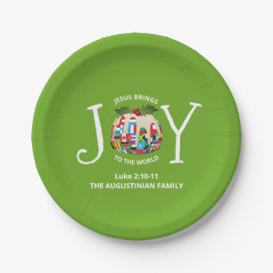 Modern Green Christmas JOY TO THE WORLD Pappteller