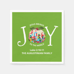 Modern Green Christmas JOY TO THE WORLD Serviette