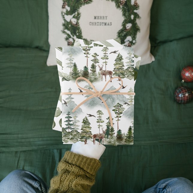 Modern Green Christmas Pattern Wrapping Paper Shee Geschenkpapier Set (Von Creator hochgeladen)