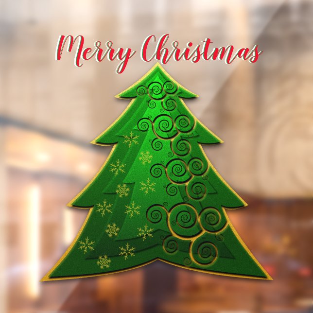 Modern Green Christmas Tree Fensteraufkleber (Blatt 2)