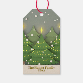 Modern Green Christmas Tree Forest Geschenkanhänger
