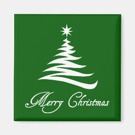 Modern Green Christmas Tree Magnet