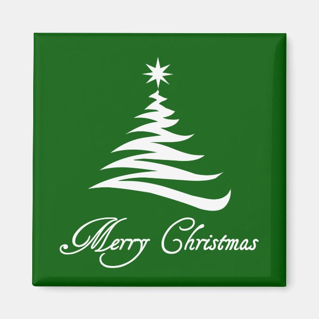 Modern Green Christmas Tree Magnet (Vorne)