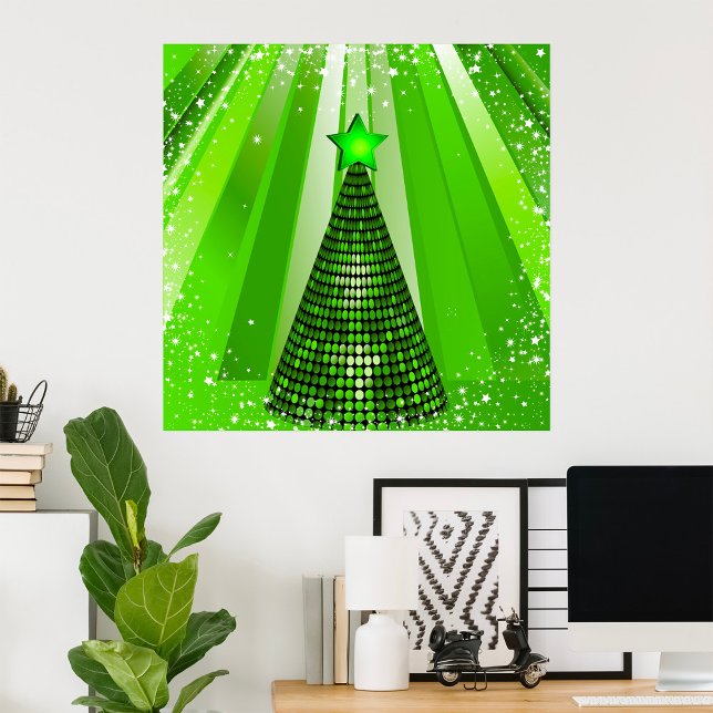 Modern Green Christmas Tree mit Star Poster (Von Creator hochgeladen)