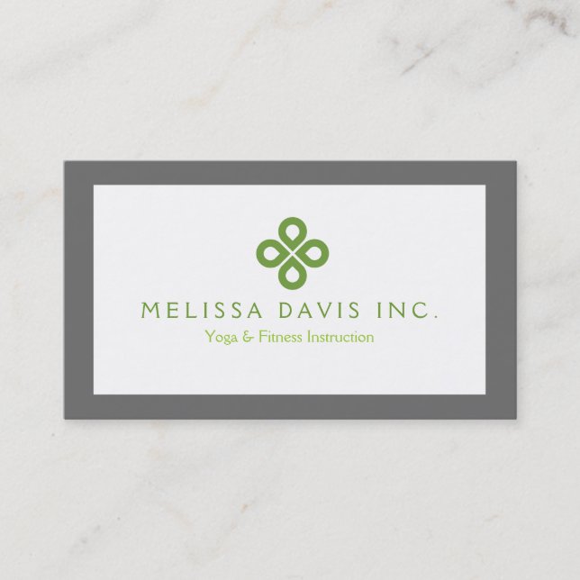 MODERN GREEN CLOVER LOGO on WHITE with GRAY BORDER Visitenkarte (Vorderseite)