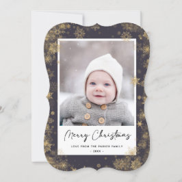 Modern Green Elegante Script Snowflakes Bokeh Feiertagskarte