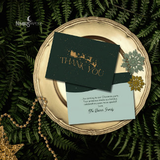 Modern Green Faux Gold Christmas Thank You Card Dankeskarte