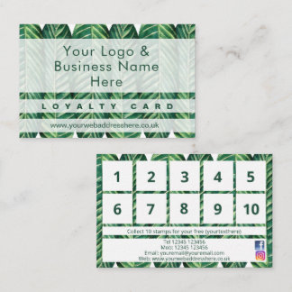Modern Green Folies Blattdesign Loyalty Card  Visitenkarte