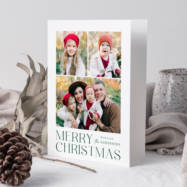 Modern Green frohe Weihnachten 7 Foto Collage (Von Creator hochgeladen)