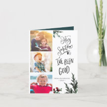 Modern Green Fun Script Hey Santa Pine Bough Foto