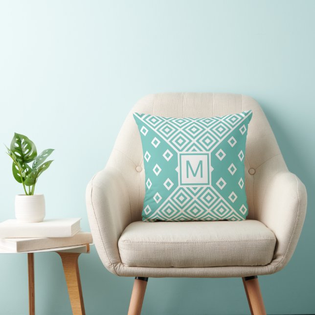 Modern Green Geometric Monogram Kissen (Stuhl )