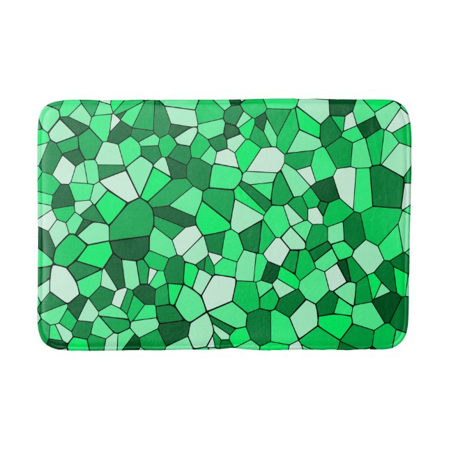 Modern Green Geometric Mosaic Muster Badematte (Vorderseite)