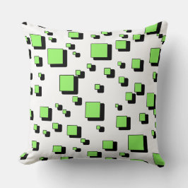 Modern Green Geometric Square Pattern Throw Pillow Kissen