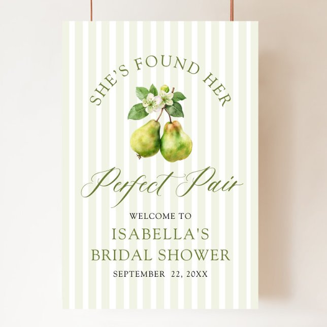 Modern Green Gingham Perfect Pair Bridal Shower Poster (Modern Green Gingham Perfect Pair Bridal Shower Welcome Sign)