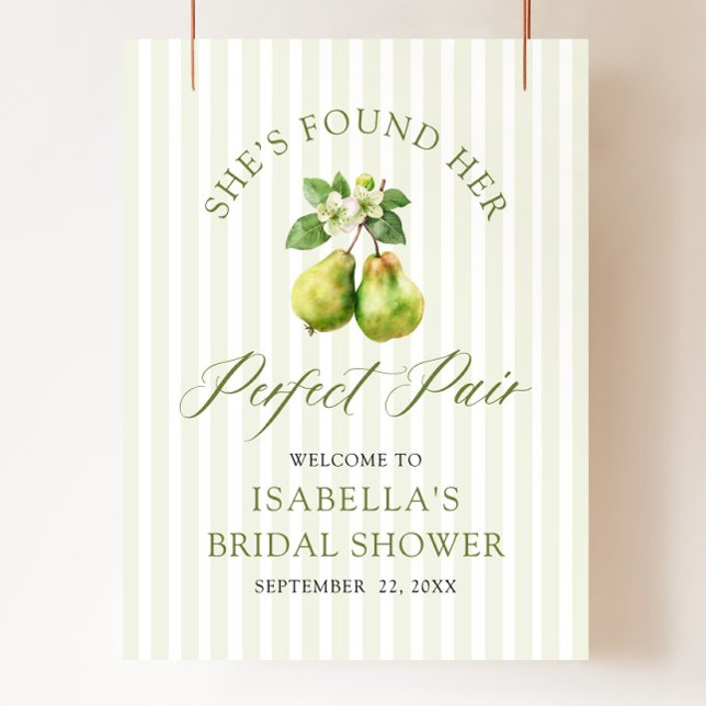 Modern Green Gingham Perfect Pair Bridal Shower Poster (Modern Green Gingham Perfect Pair Bridal Shower Welcome Sign)