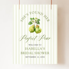 Modern Green Gingham Perfect Pear Bridal Shower Poster