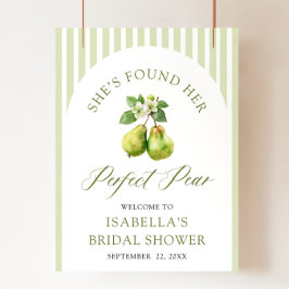 Modern Green Gingham Perfect Pear Bridal Shower Poster