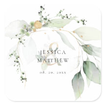 Modern Green & Gold Eucalyptus Sticker