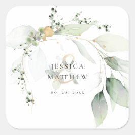 Modern Green & Gold Eucalyptus Sticker