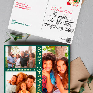 MODERN GREEN Gold MERRY CHRISTMAS MULTI Foto Folien Feiertagspostkarte