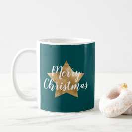 Modern Green Gold Star Weihnachten Kaffeetasse