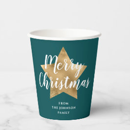 Modern Green Gold Star Weihnachten Pappbecher