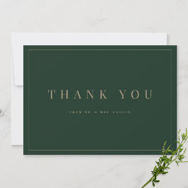 Modern Green & Gold Wedding Dankeschön Card Dankeskarte