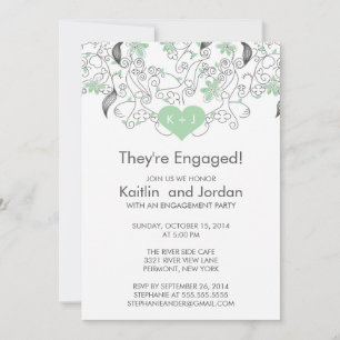Modern Green Heart mit Blume Engagement Partei Einladung