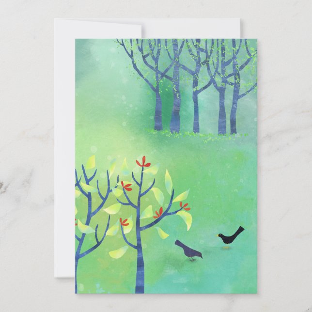 Modern Green Landcape Birds Forest Art Card (Vorderseite)