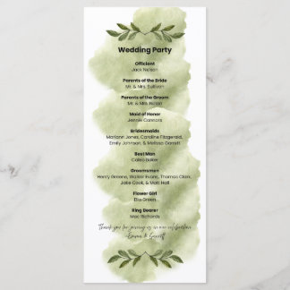 Modern Green Leaf Minimalist Wedding Program Programm