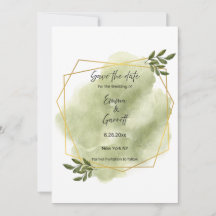 Modern Green Leaf Save the Date