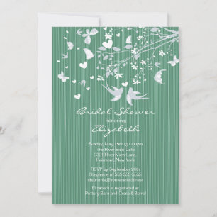 Modern Green Love Birds Bridal Dusche Einladung