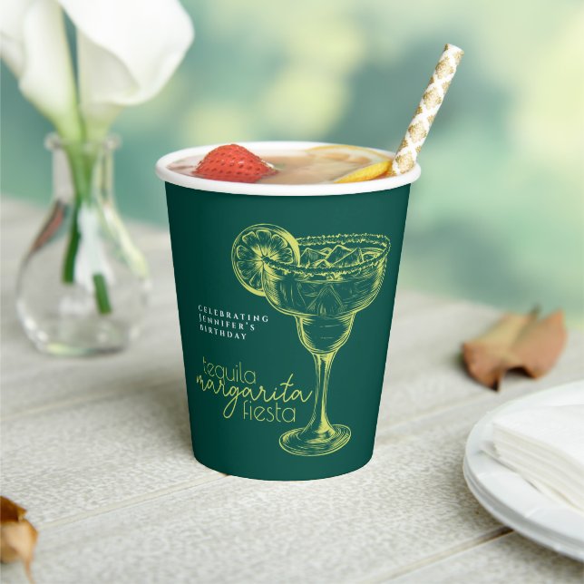 Modern Green Margarita Cocktail Geburtstagsparty Pappbecher (In Situ)