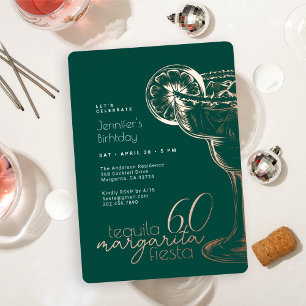 Modern Green Margarita Fiesta 60. Geburtstagsparty Folieneinladung